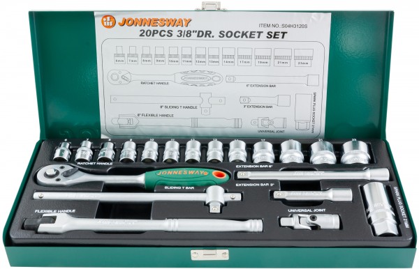 Набор головок торцевых 3/8"DR 6-23 мм 20 предметов S04H3120S Jonnesway